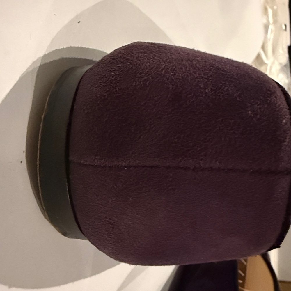 Prada Women's Deep Purple Suede Flats with Bow with Gold Prada accents - Picture 11 of 13